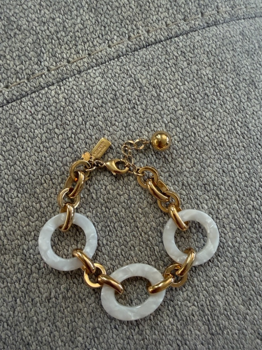 kate spade 🤍 Gold-Tone Chain Bracelet with White Resin Rings